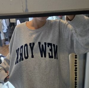 Brandy Melville Grey 'NEW YORK' Crewneck Sweatshirt
